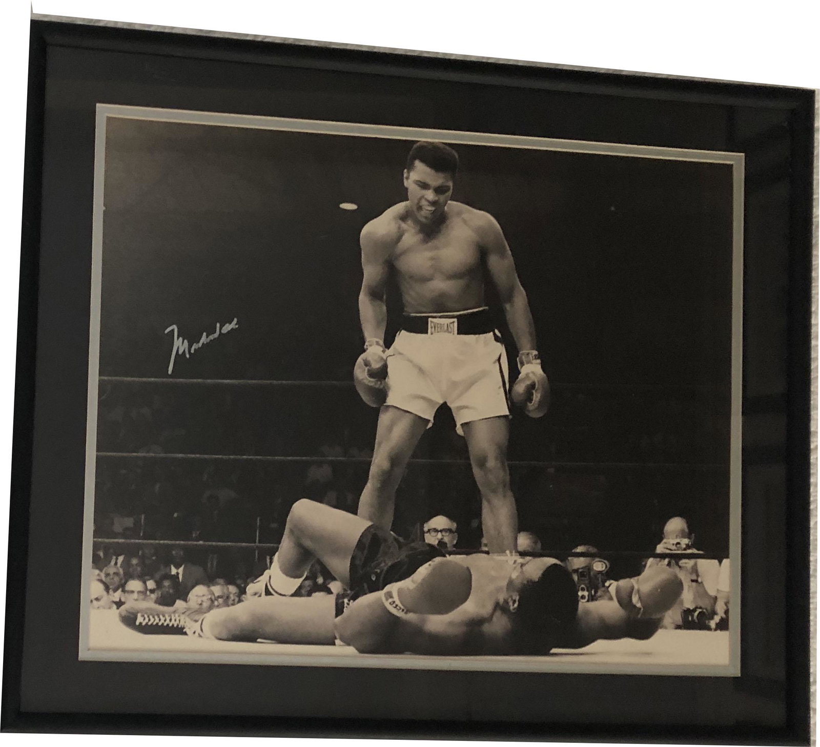 Muhammad Ali Framed COA: "The Greatest" Boxer of all time framed and signed photograhy of the famous knock out; AVAILABLE FOR LOCAL PICK UP IN CONNECTICUT