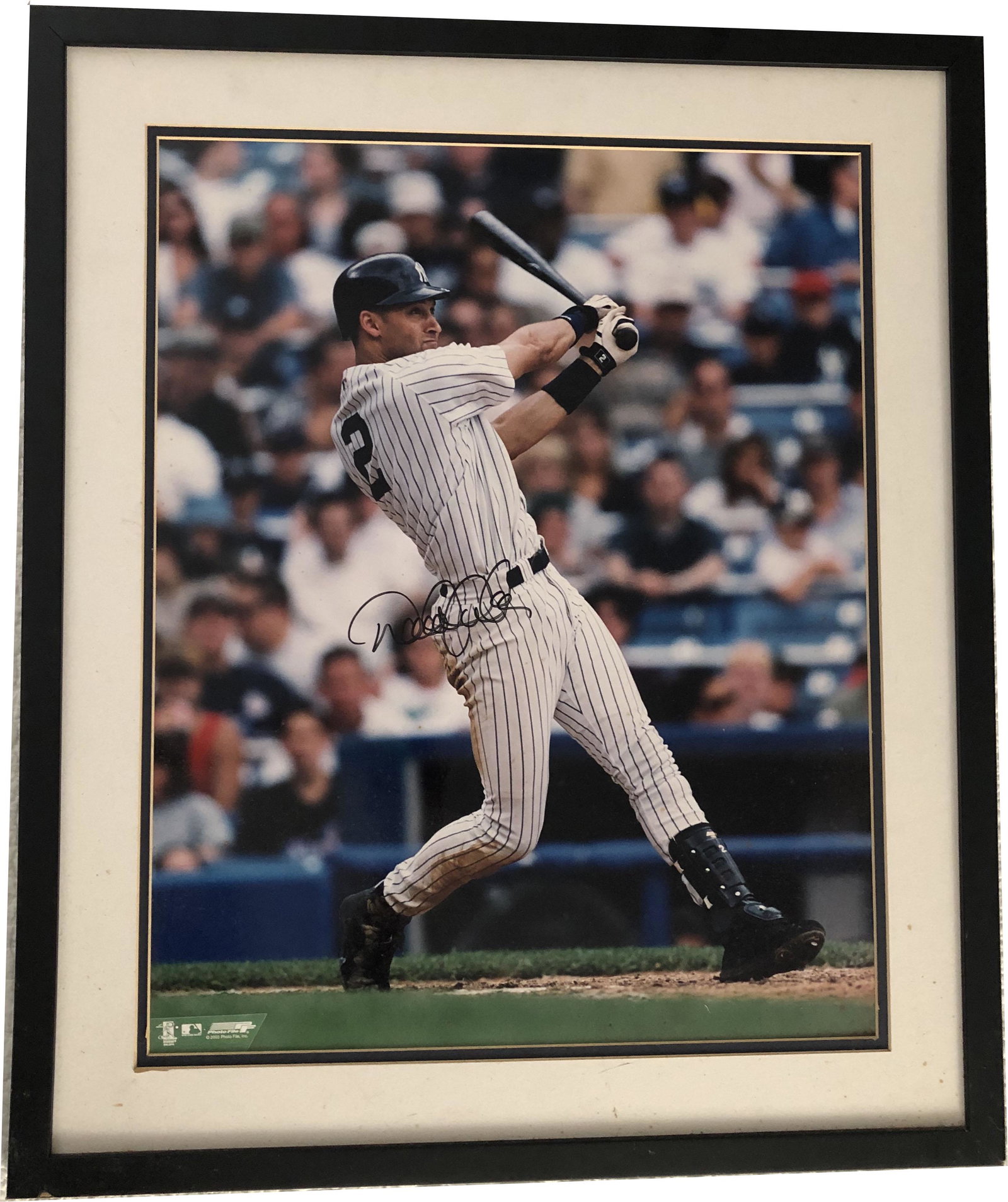 Derek Jeter Knocking it out of the Park Signed Photo: Derek Jeter Knocking it out of the Park Signed Photo; #2 Derek Jeter at Yankee Stadium Photo Framed; AVAILABLE FOR LOCAL PICK UP IN CONNECTICUT