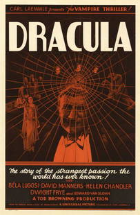 Dracula Hollywood Poster: Dracula Hollywood Poster; Hand pulled lithograph. (AFI 100 American Movie Poster Classics). Categories: Art of the Movies, Classic Horror Movies, View All Art of the Movies Tags: Bela Lugosi, Black,