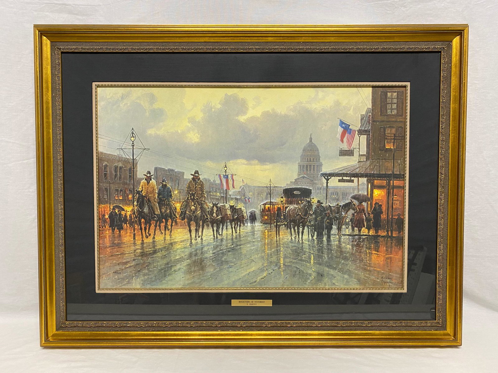 Reflections of Yesterday Limited Edition Artist Proof: "Reflections of Yesterday" Limited Edition Artist Proof by G. Harvey and Numbered 563/1250 Sized: 19 1/2" H x 29 1/2" W x 1 1/2" D (measurement does not include frame); LOCAL PICK UP OR SHIPPING FROM 