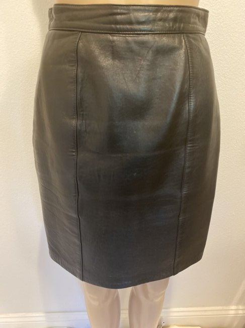 St John Black Leather Short Skirt (1 of 3)
