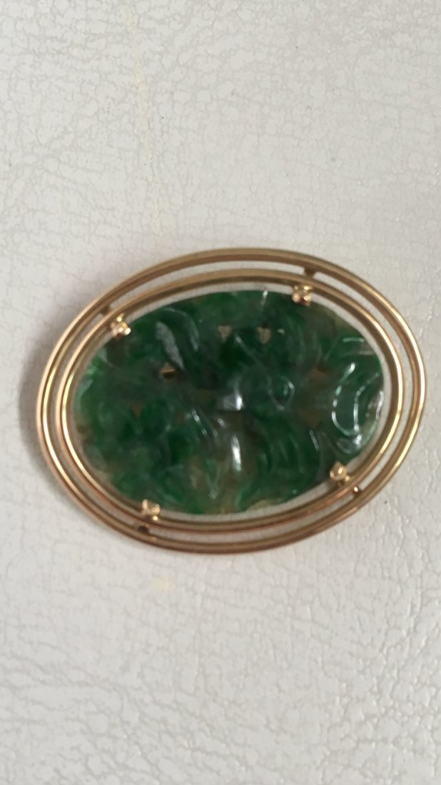14K Gold and Jade Pin (1 of 2)