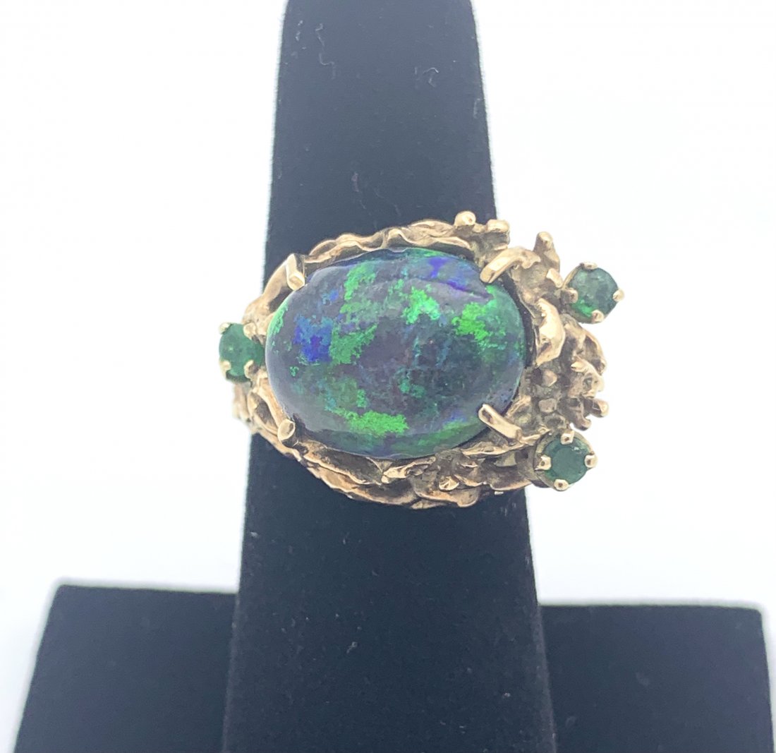 Australian Fire Opal 14k Gold Nugget Ring Genuine 6.5 (1 of 5)