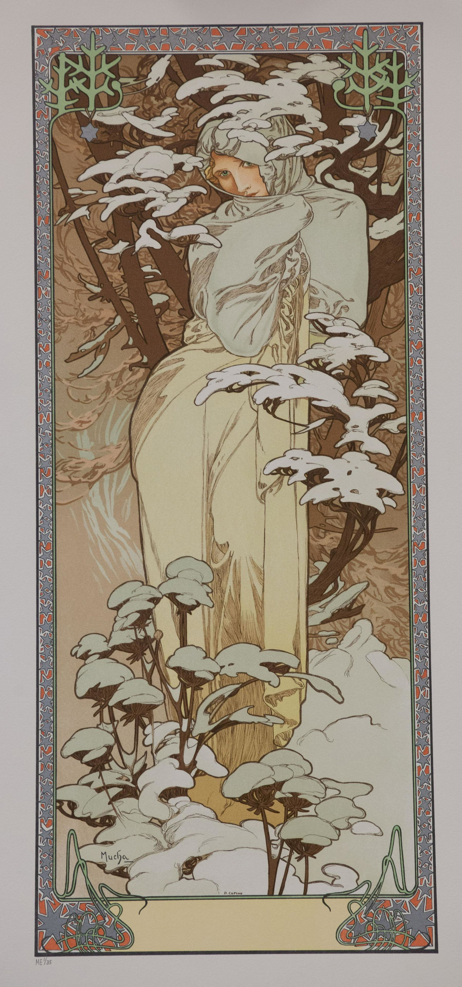 Winter 1900, Alphonse Mucha: Fine Art Lithograph, hand pulled on the same vintage Maroni press; printed with the same process used by Mucha. Includes certificate of authenticity.Categories: Art Nouveau, Alphonse Mucha, View All A