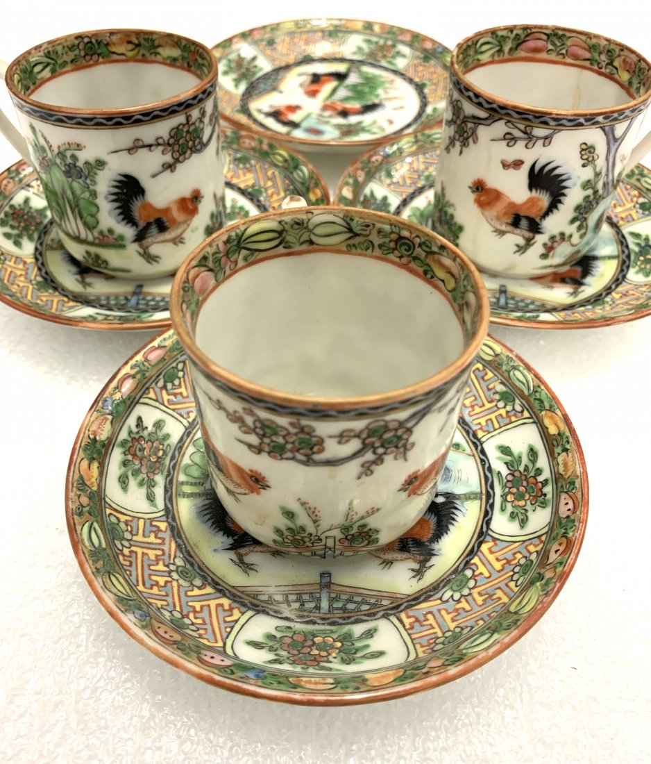 Famille Rose Hand Painted Rooster Tea Set (1 of 3)
