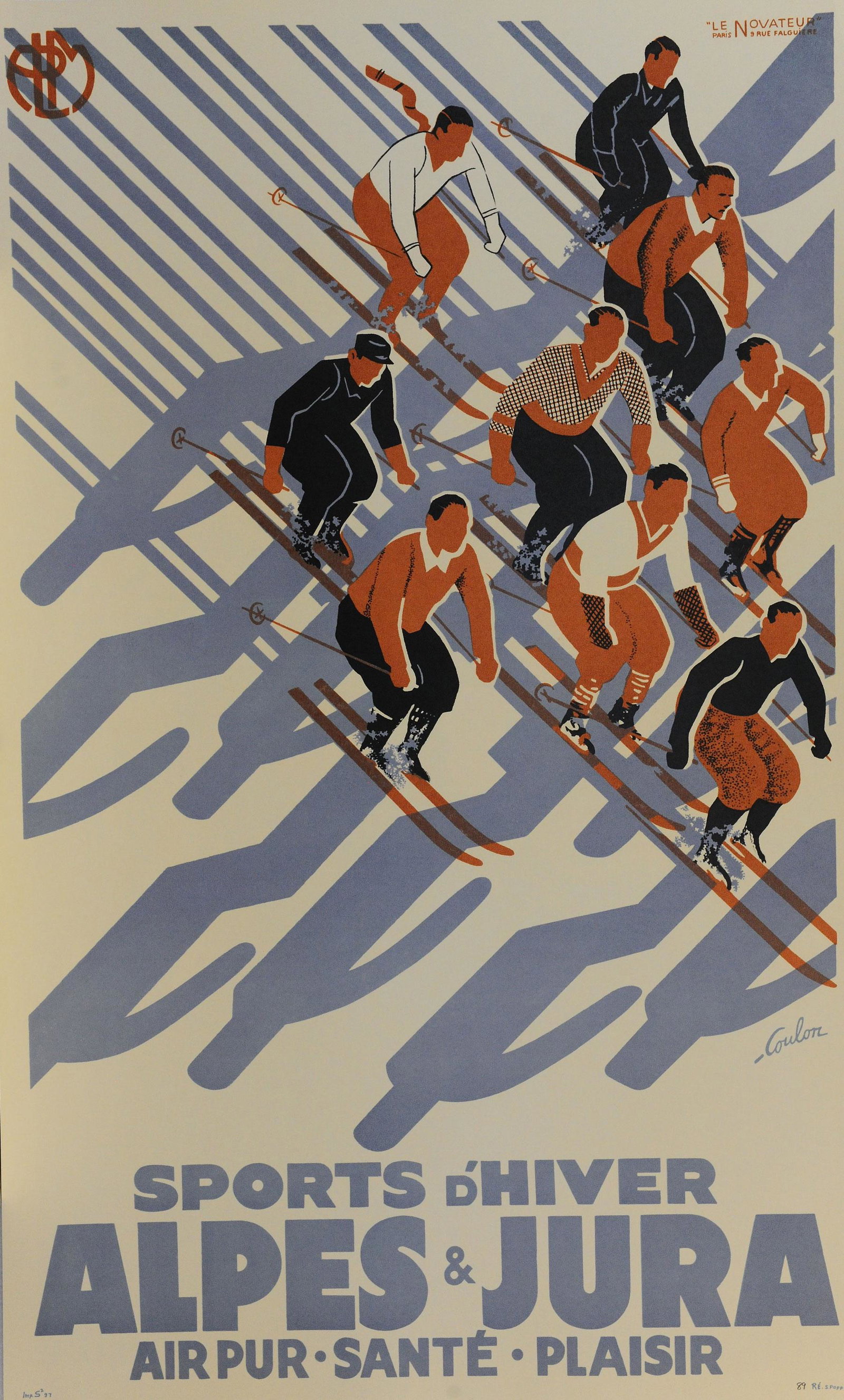 Sports D' Hiver Sports Poster: Sports D' Hiver Sports Poster; Hand pulled lithograph on vintage press, sequentially numbered. Eric de Coulon studied architecture at the ETH in Zurich before moving to Paris, where he spent most of h