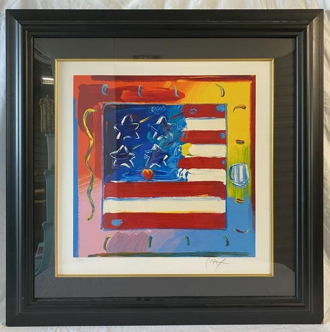 "Flag with Heart" by Peter Max Signed Serigraph (1 of 4)