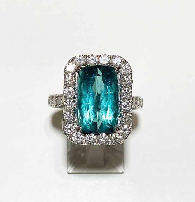18K White Gold Tourmaline Diamond Ladies Ring (1 of 5)