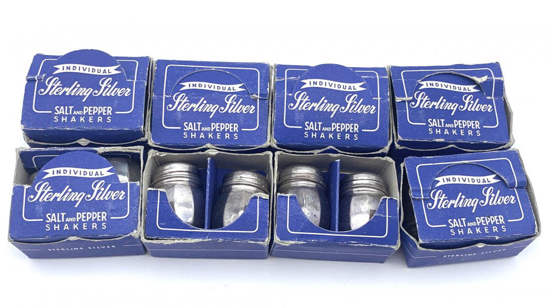 8 Pairs of Vintage Mini Silver Salt and Pepper Shakers (1 of 2)
