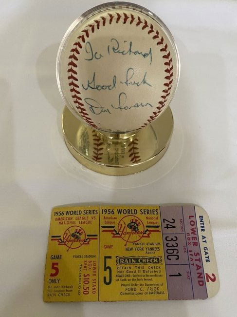 Don Larsen "Good Luck" Signed w/ Ticket to Match (1 of 6)