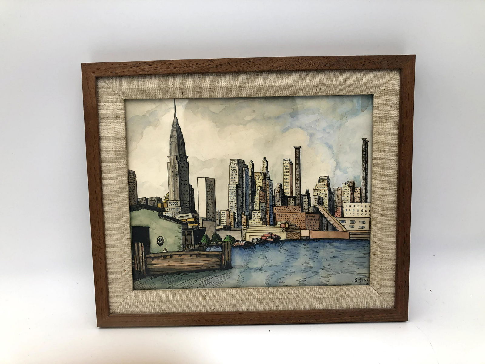 New York Skyline Painting by S. Singer (1 of 3)