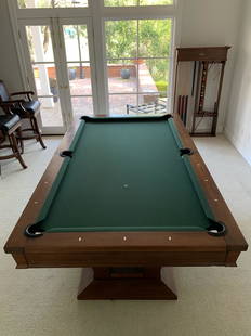 Brunswick Pool Table & Rack: Beautiful Brunswick Pool Table with marble top and Accessory Rack. ~8’ long x 5’ wide x 30” tall