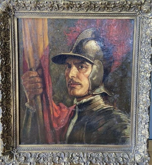 Antique Oil Painting of Spanish Soldier - Ernest Crofts (1 of 2)