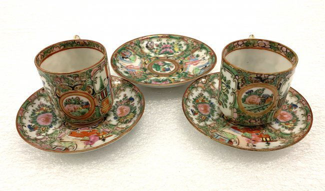 Famille Rose Tea Cup / Saucer Hand Painted Set (1 of 2)