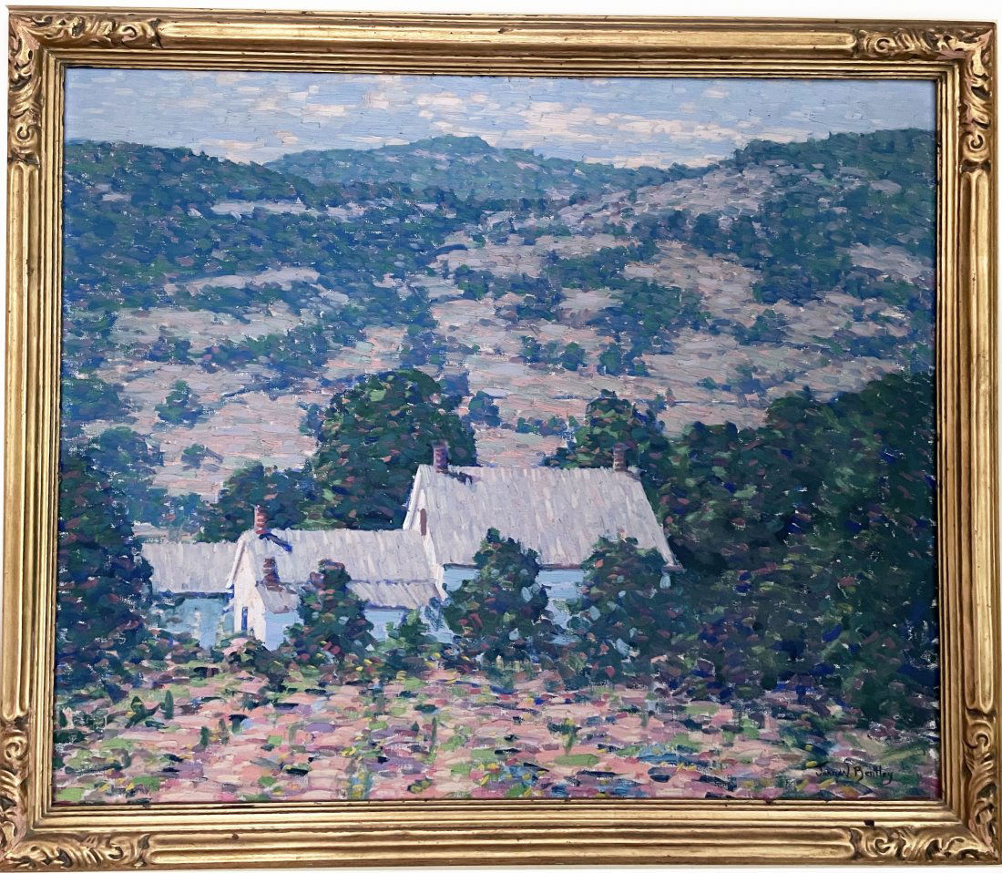 John William Bentley Original Oil Painting-White Barns (1 of 3)