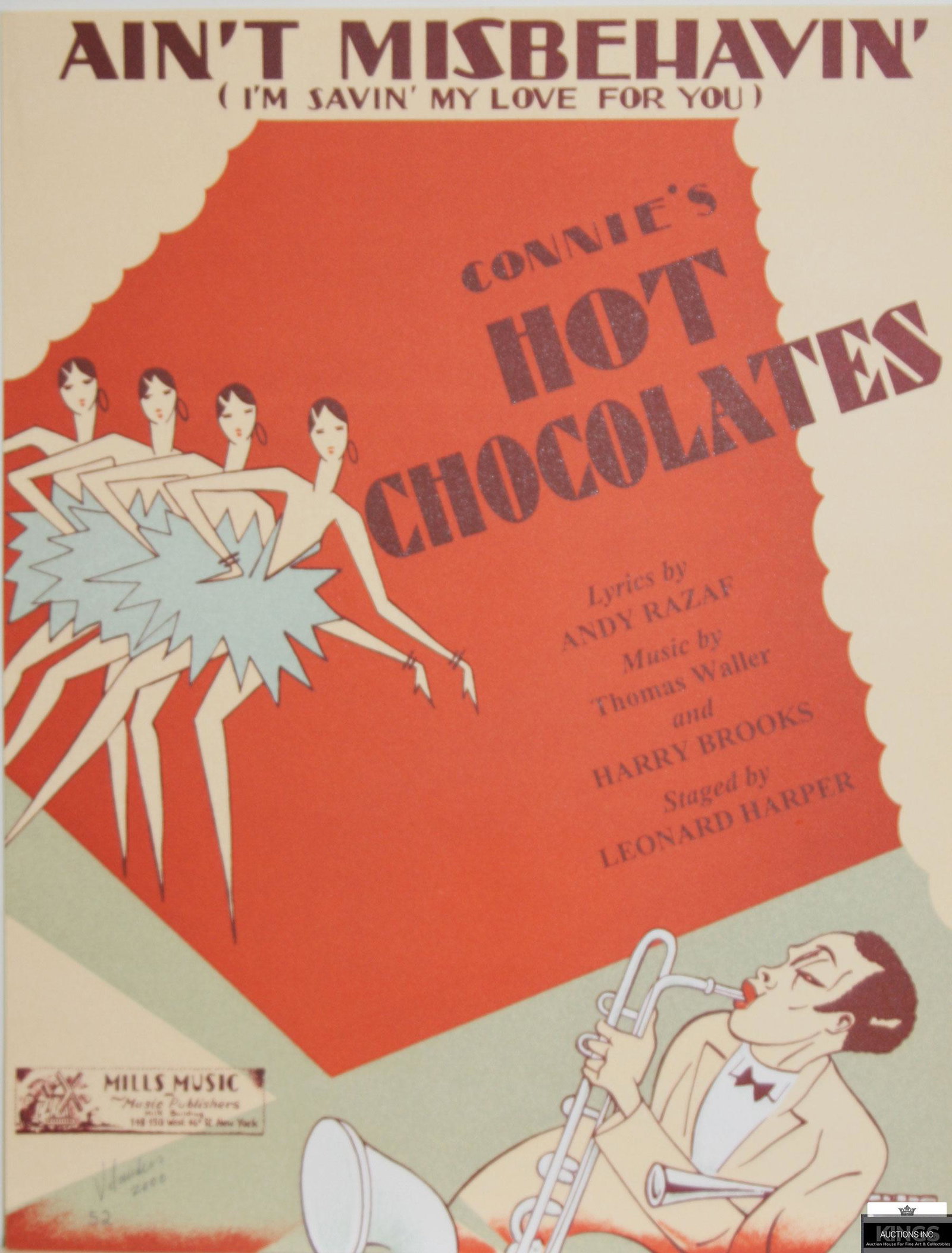 Ain't Misbehavin: Hand-pulled lithograph of a vintage song sheet. Includes certificate of authenticity.