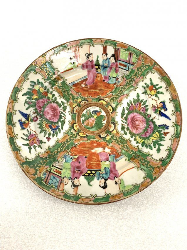 Famille Rose Vintage Hand Painted Plates Set (1 of 3)