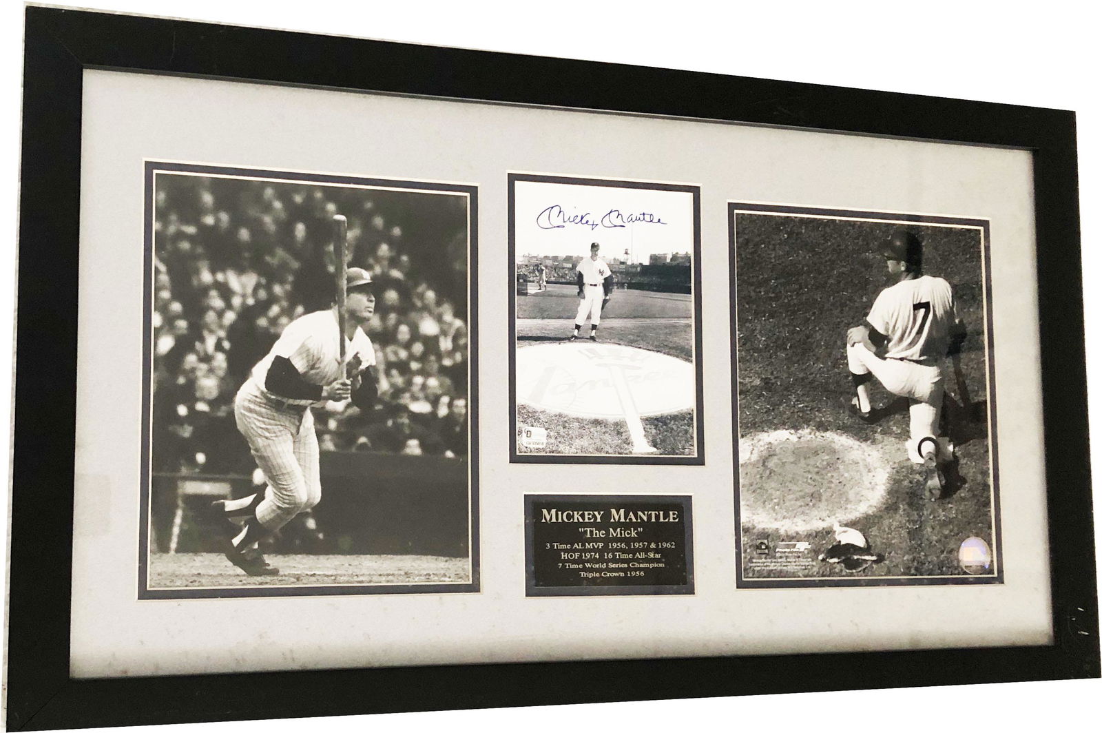 Mickey Mantle Signed Tri-mounted Photo/Plaque (1 of 7)