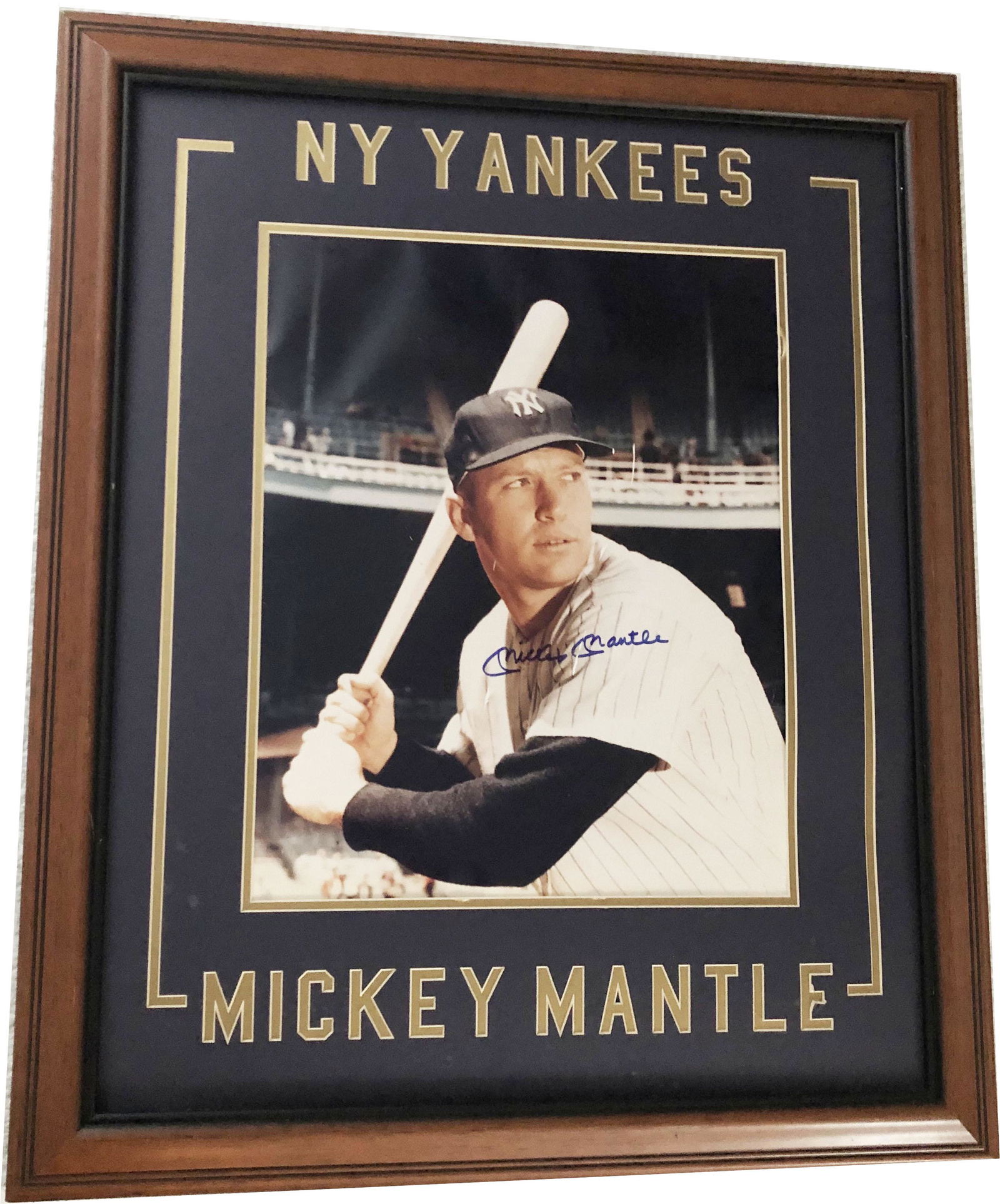 Mickey Mantle Large Photo Batting Position Signed COA (1 of 4)