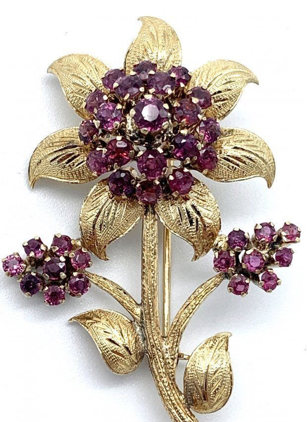 18k Gold Pink Tourmaline Vintage Rare Pin (1 of 5)