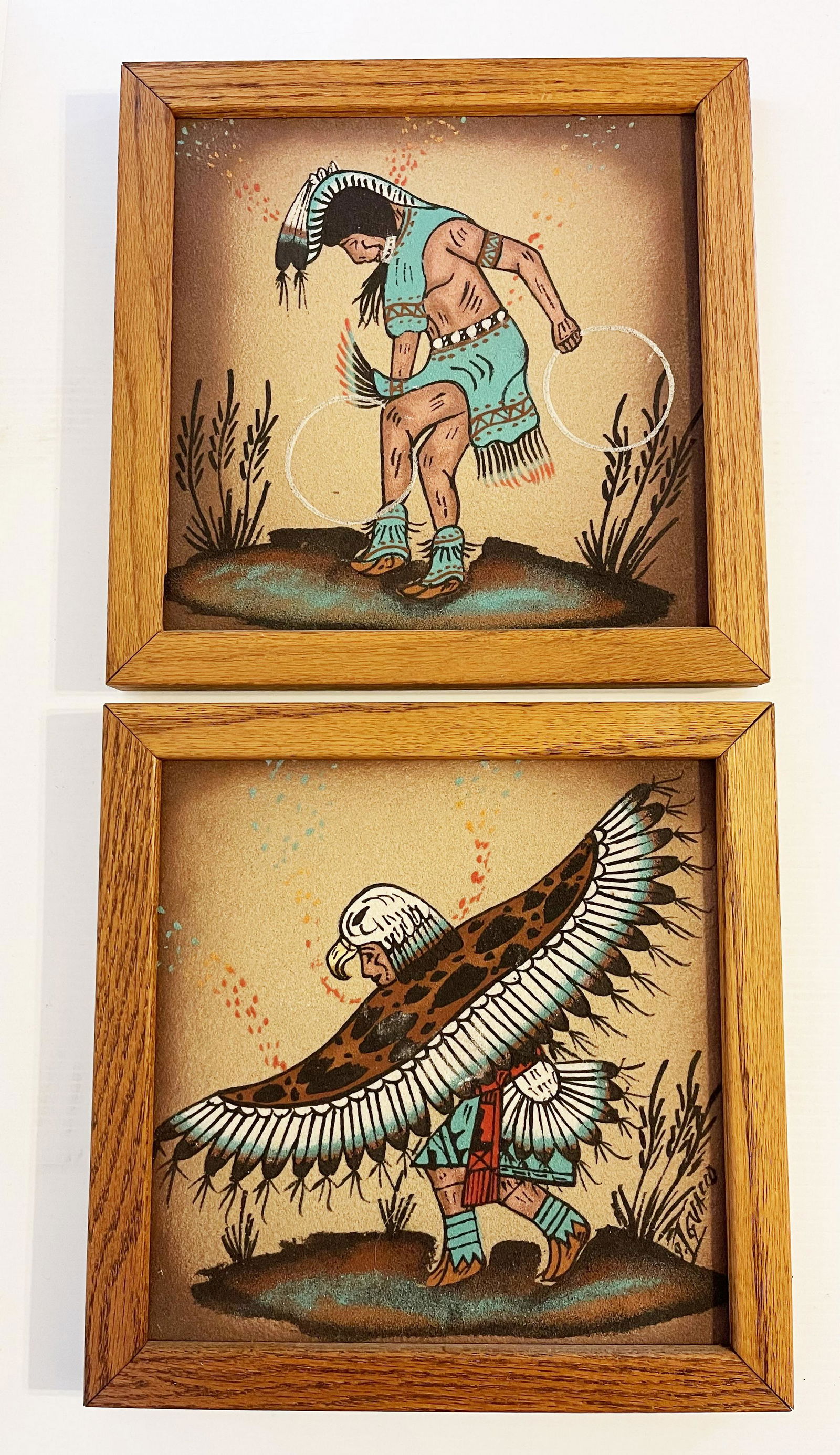 P. Guacco Pair of Southwest Sand Art Framed (1 of 3)