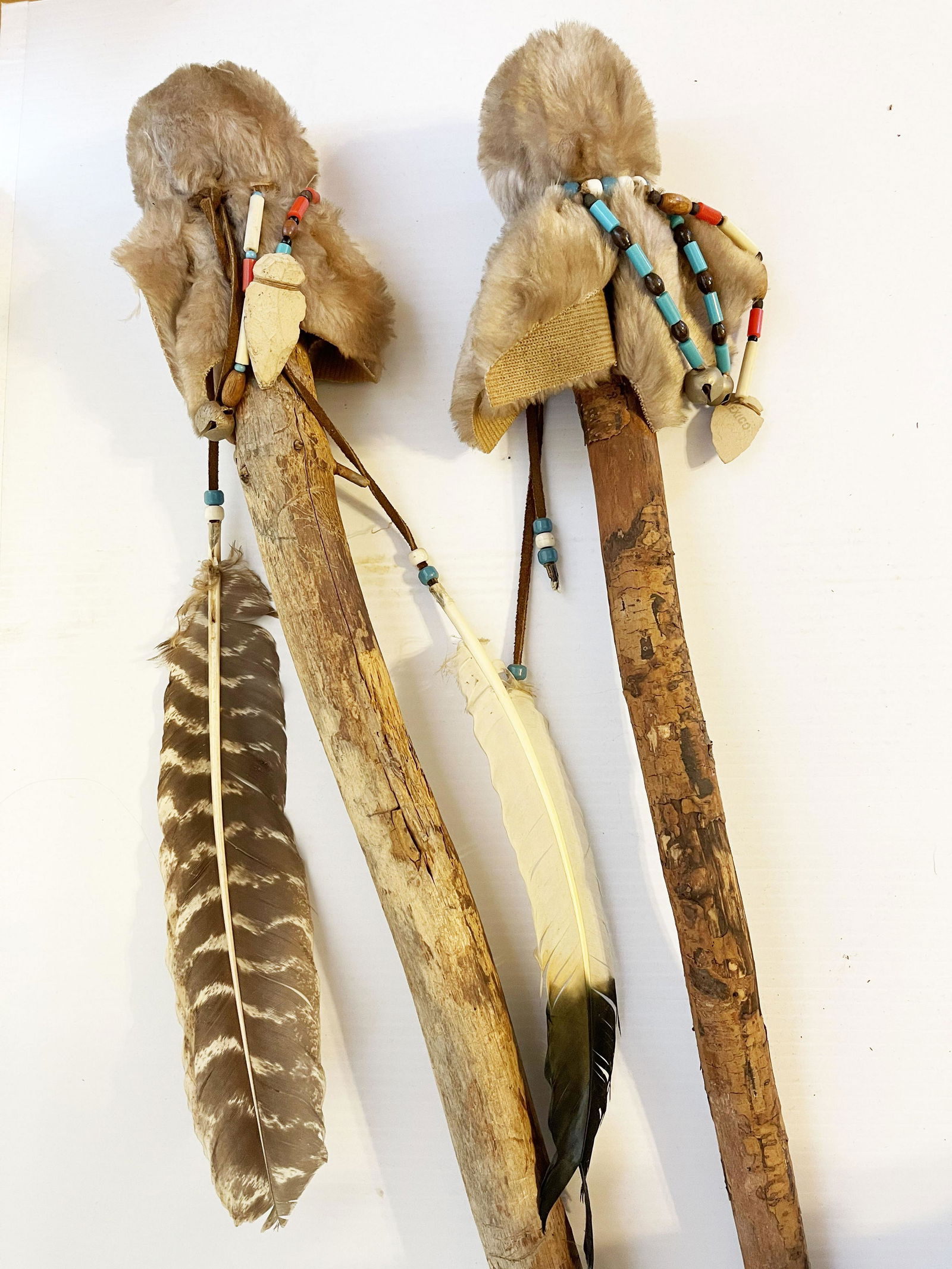 Pair of His and Hers Handmade Walking Sticks with Shell (1 of 4)