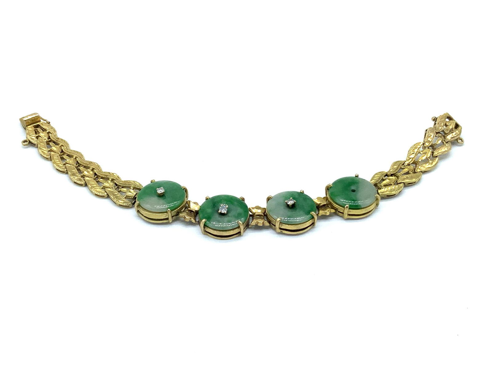 18kt Gold Diamond and Jade Bracelet (1 of 2)