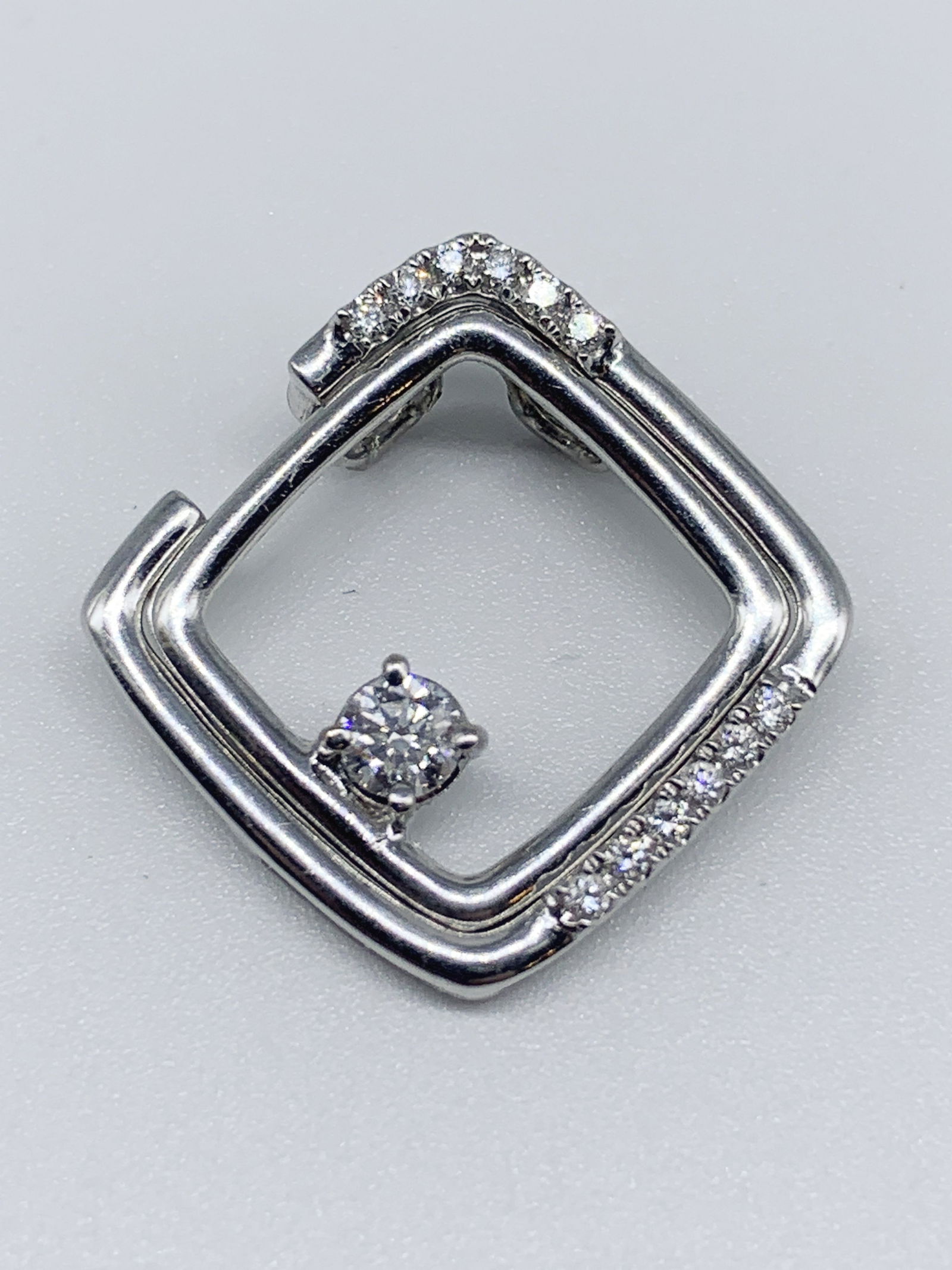 18kt White Gold Multi Diamond 2pc Square Pendant (1 of 4)