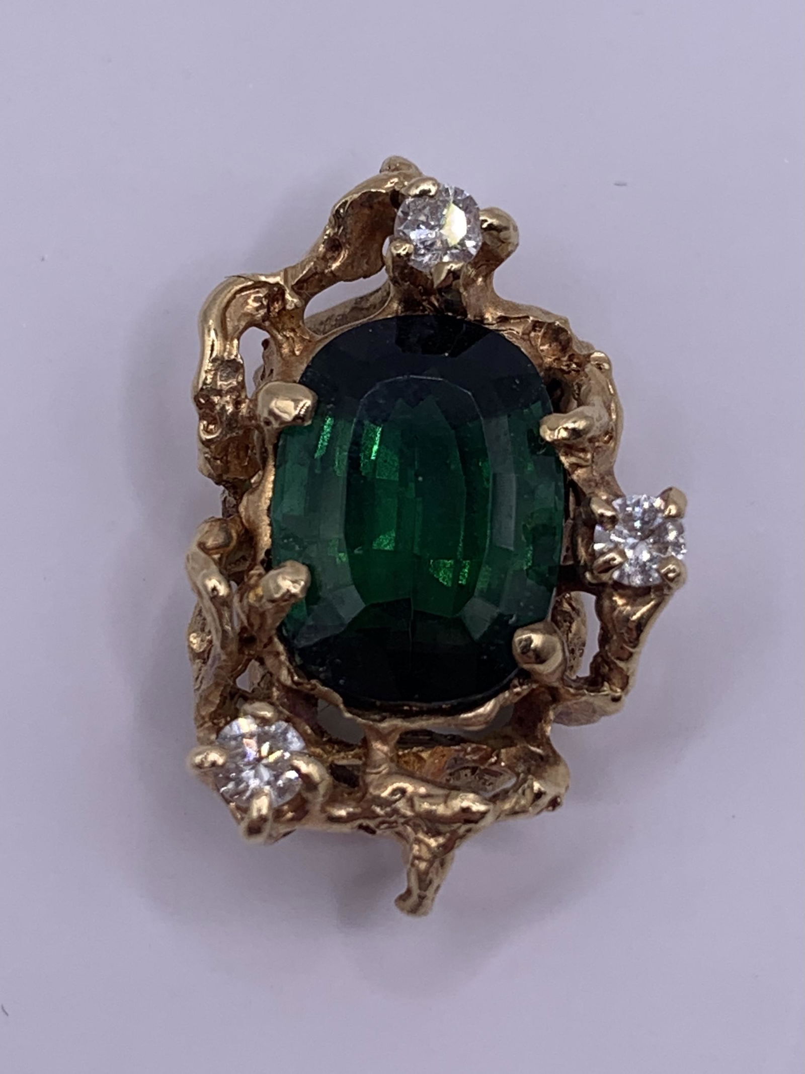 18kt Yellow Gold  Diamond and Emerald Pendant (1 of 3)