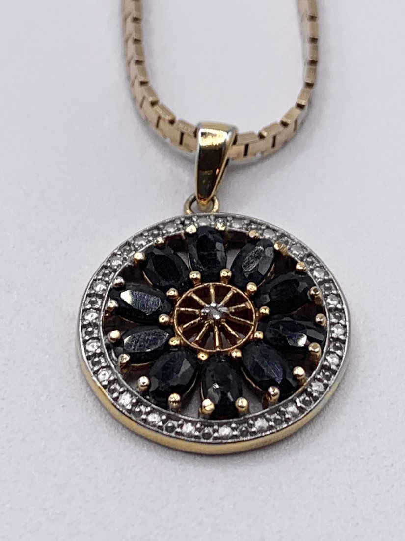 14 kt Gold Chain w/ 925 Silver Floral Pendant (1 of 3)