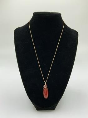 925 Silver and Red Agate Pendant with Pink Tourmaline (1 of 4)