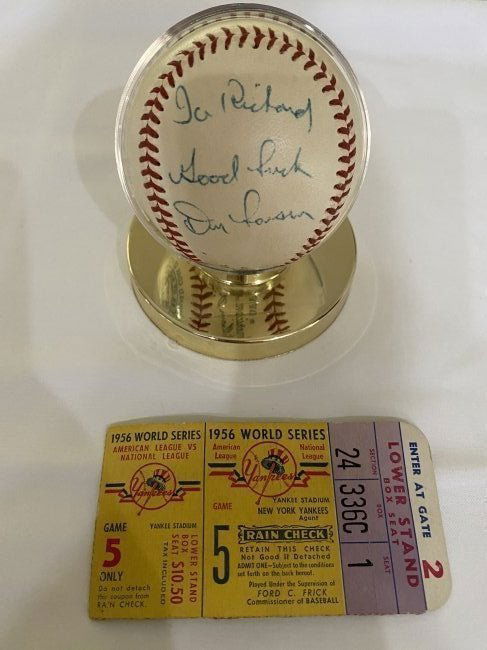 Don Larsen "Good Luck" Signed w/ Ticket to Match (1 of 6)