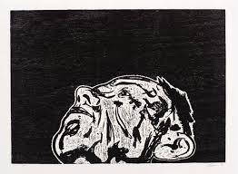 Tony Bevan -Woodcut on Paper "Head (PP942)" -: Tony Bevan (1951-) "Head (PP942) - Woodcut on PaperHead 1995 is a large, horizontally oriented figurative painting by the British artist Tony Bevan. The work depicts the left side of a man’s he