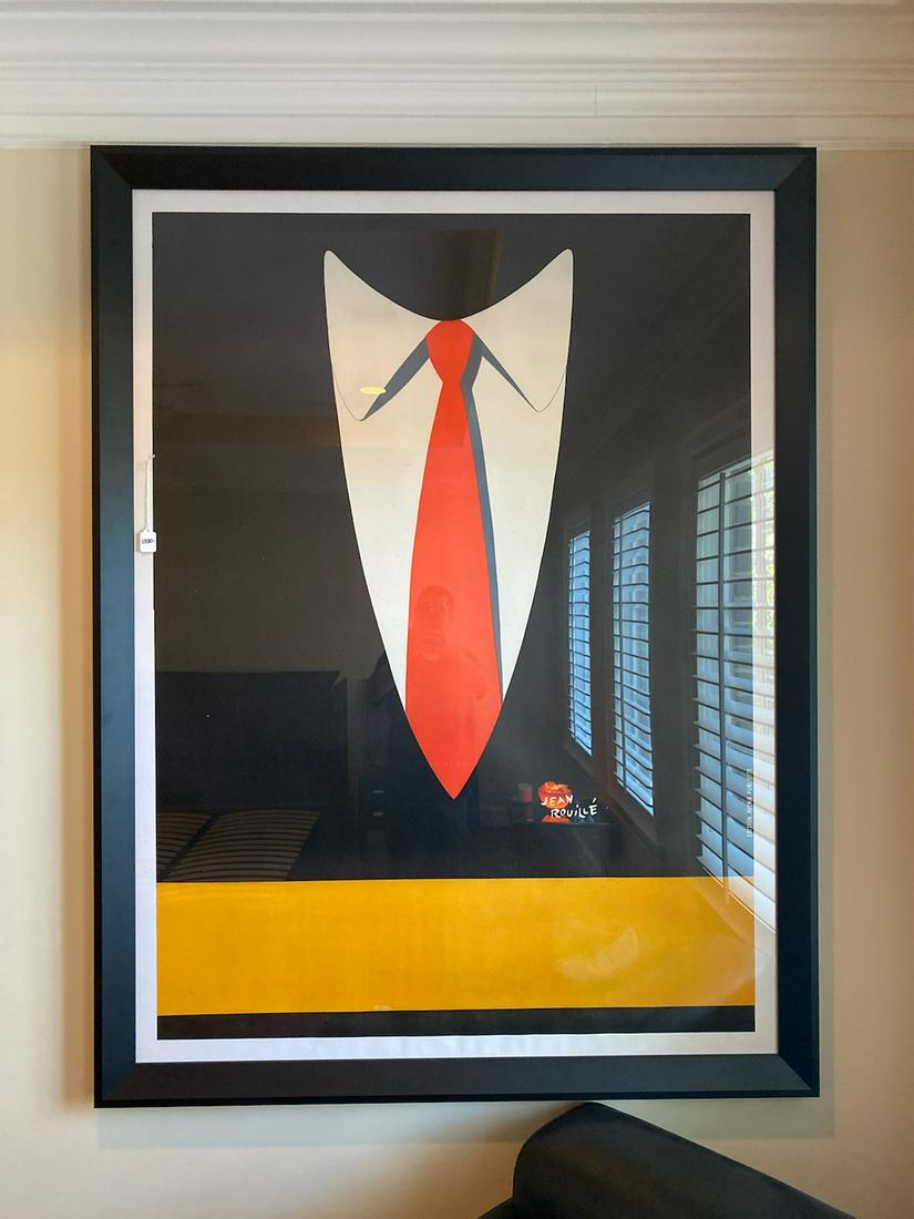 Jean Rouille - Lithograph Print "Tie" or "Le Cravate": Jean Rouille (French early 20th Century) "Tie" or "Le Cravate" - Lithograph Print"La Cravat", color lithograph, 1980s restrike from the 1936 original, marked 'Edition-Avenir Publicite', with yellow ba