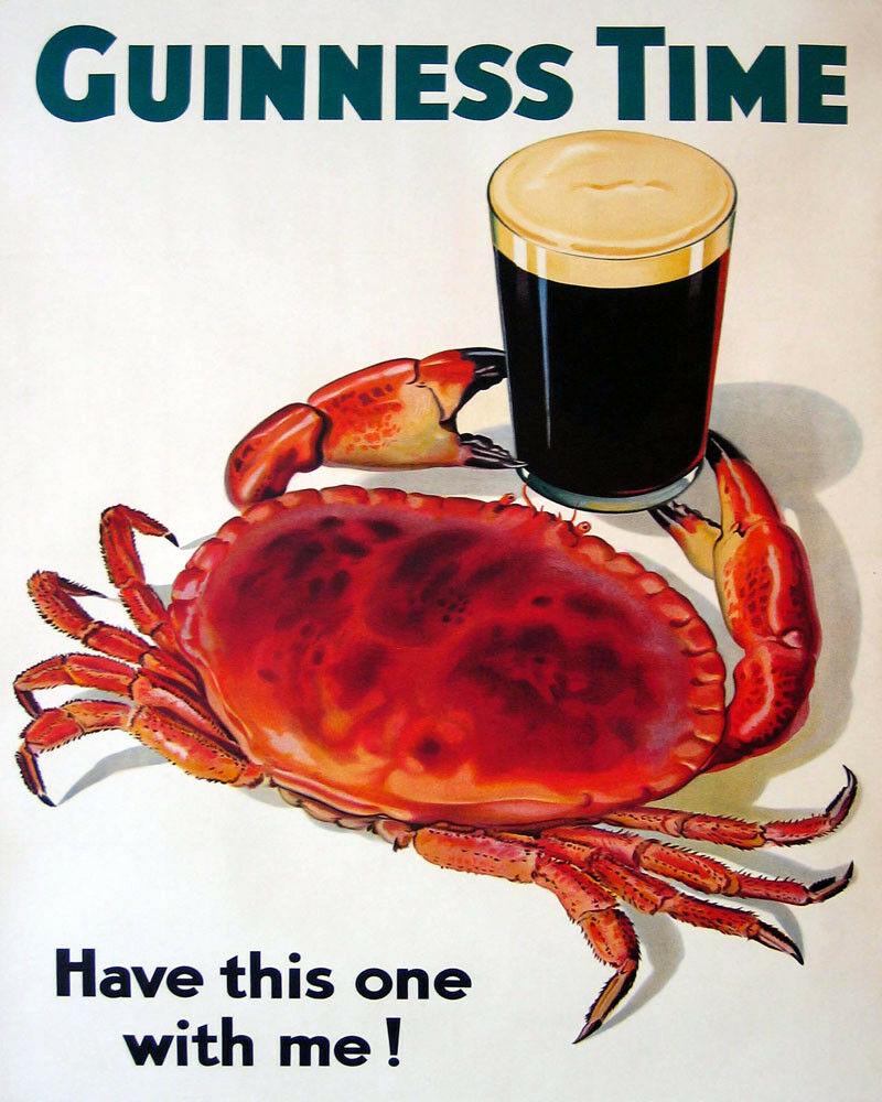 Guinness Beer / Crab Vintage Advertisement Poster Print (1 of 2)