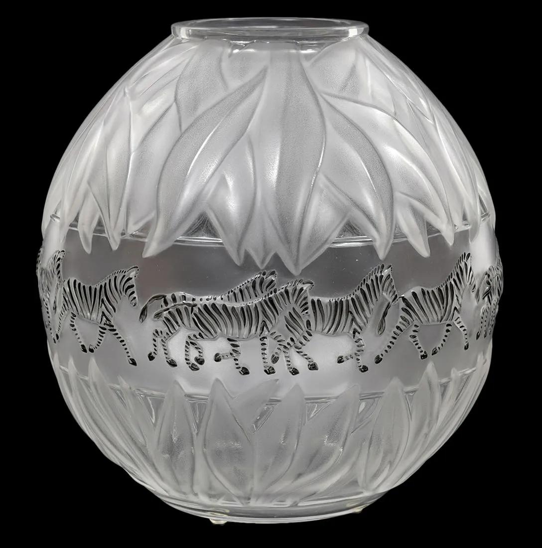Lalique - Crystal Tanzania (Zebra) Vase # 574 (1 of 5)