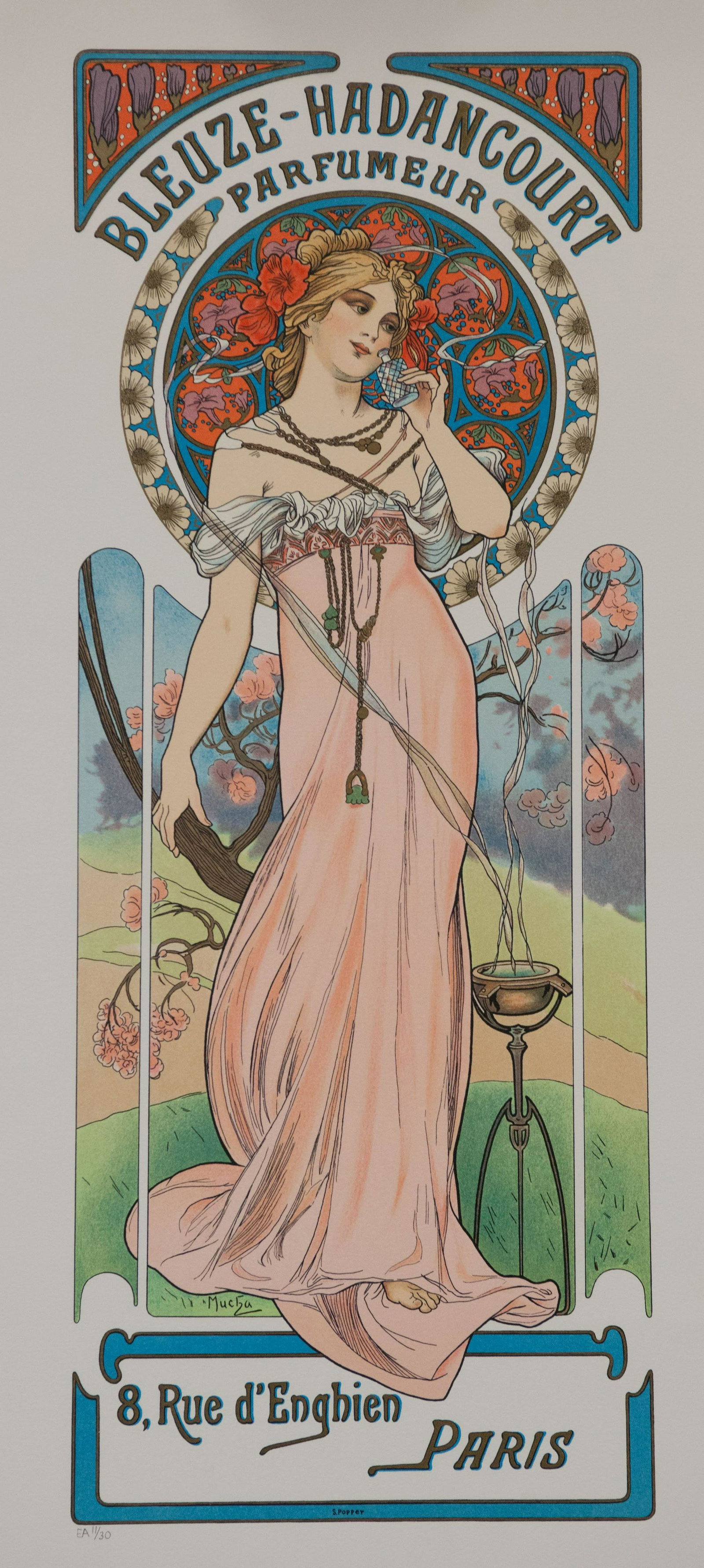 Bleuze-Hadancourt, Alphonse Mucha: Fine Art Lithograph, hand pulled on a vintage Maroni press; printed via the same process used by Mucha. Includes certificate of authenticity.Categories: Art Nouveau, Alphonse Mucha, View All Art Nouve