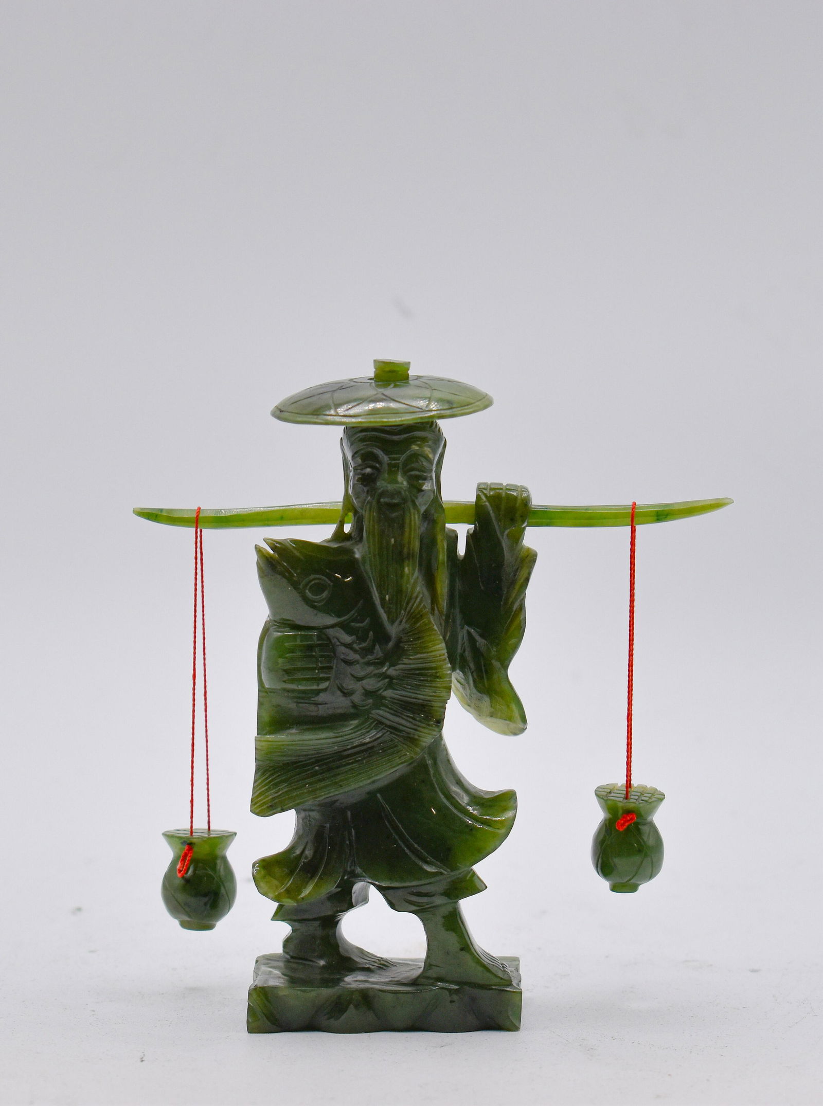 Hand Carved Jade "Man With Water Jugs" (1 of 3)