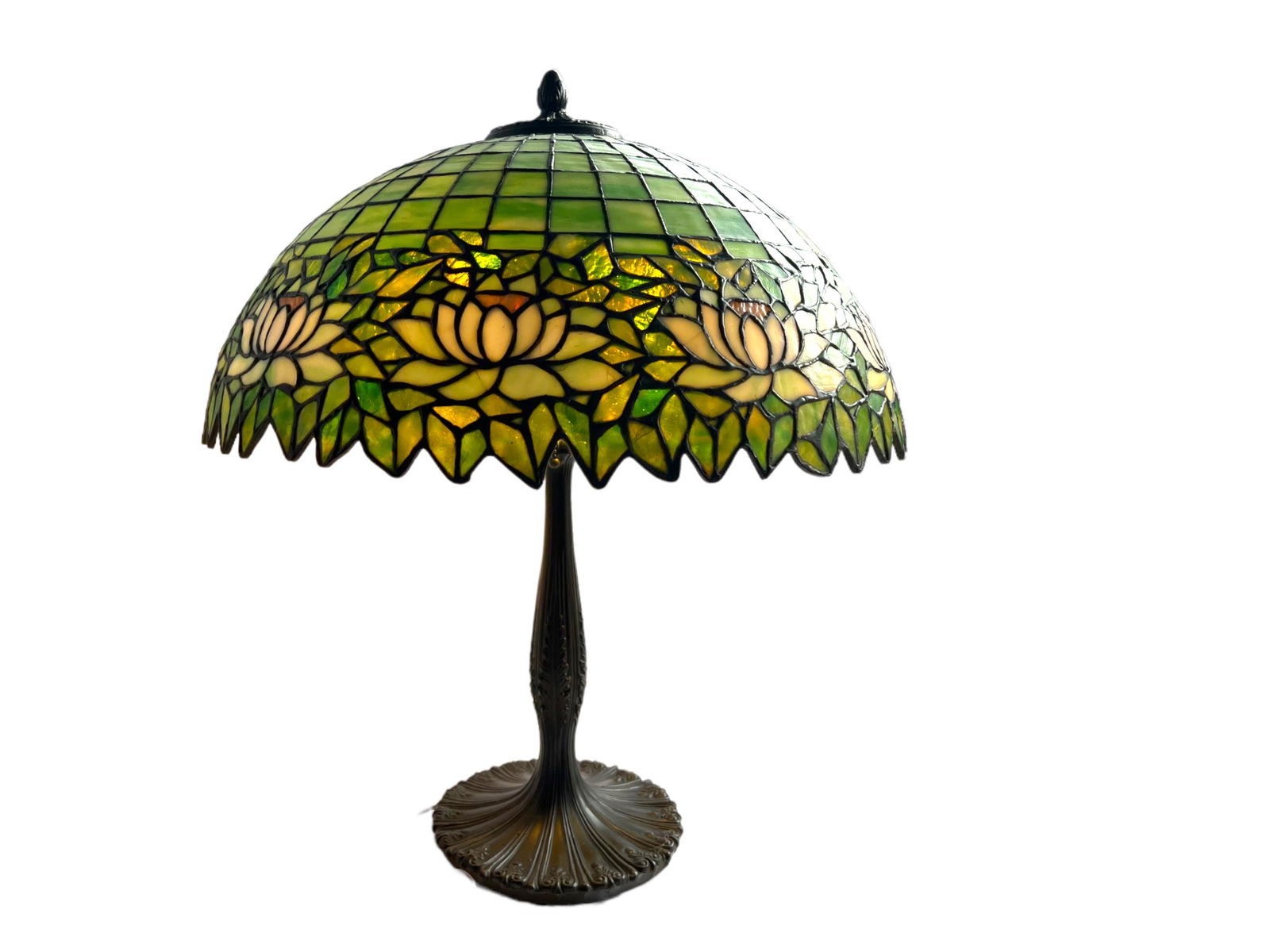 American Stained Leaded Art Glass 27" Table Lamp. (1 of 9)