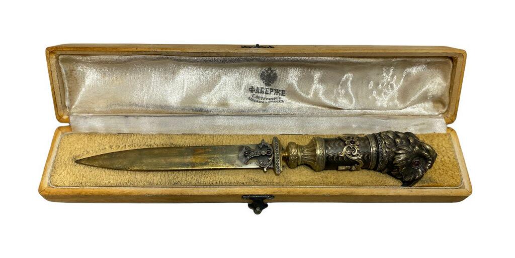 Faberge Jeweled Silver Russian Letter Opener w/ Box (1 of 6)