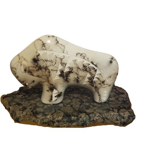 Tom Vail Signed - Navajo Horse Hair "Buffalo" on Marble (1 of 6)