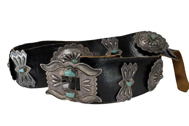 Navajo 12pc Turquoise Repousse' Stamped Concho Belt w/Wide Belt (1 of 4)