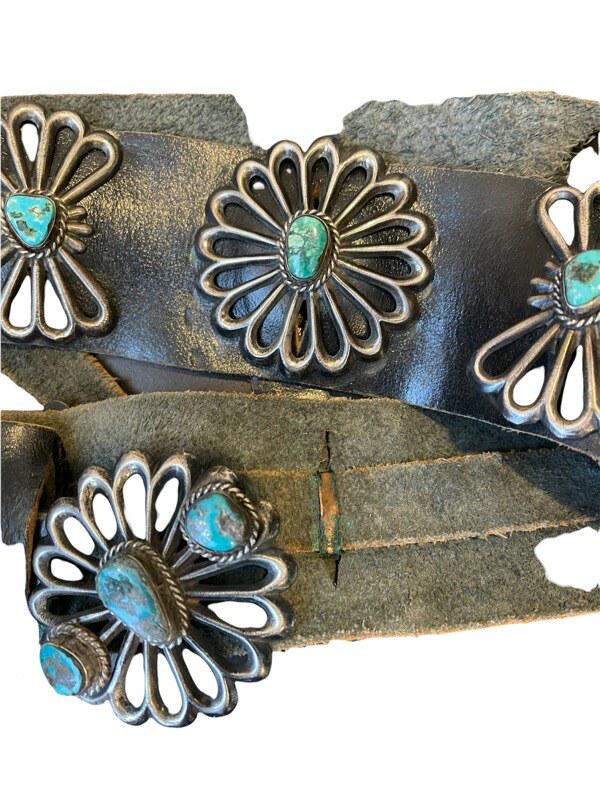 Navajo 12pc Turquoise / Sterling Silver Concho Belt w/Wide Belt (1 of 5)