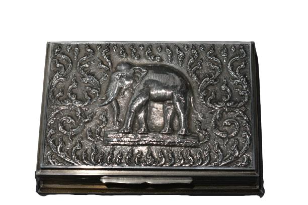 Sterling Silver Cigarette/Cigar Box - Elephant Theme (1 of 4)