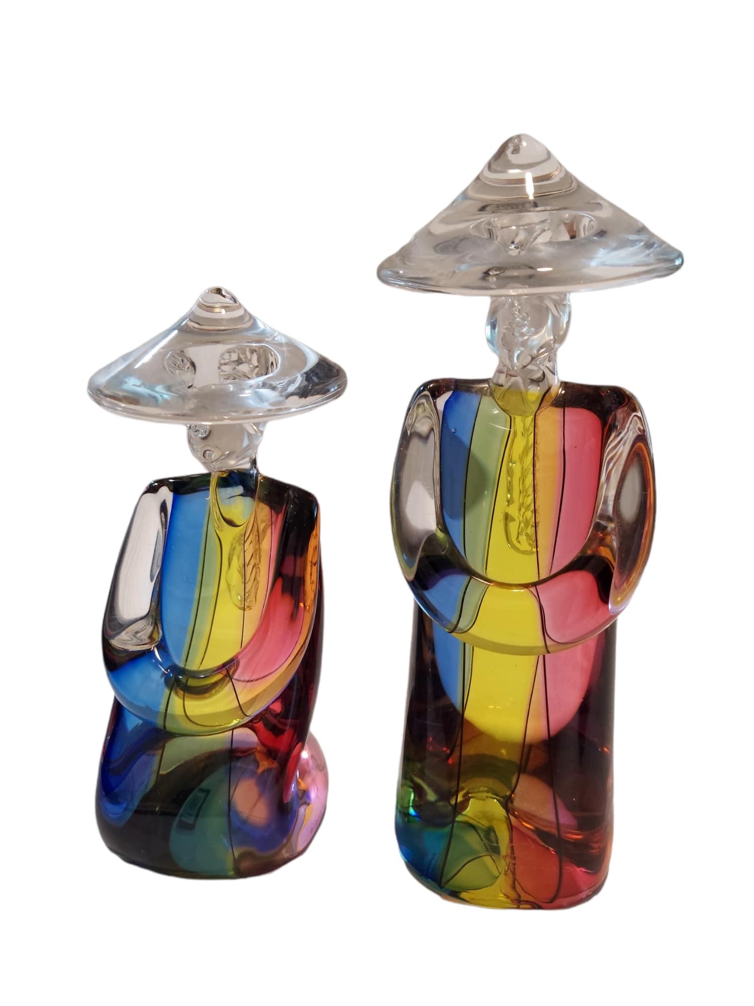 Archimede Seguso- Signed Murano Sommerso Glass of Chinese Figurines (1 of 3)