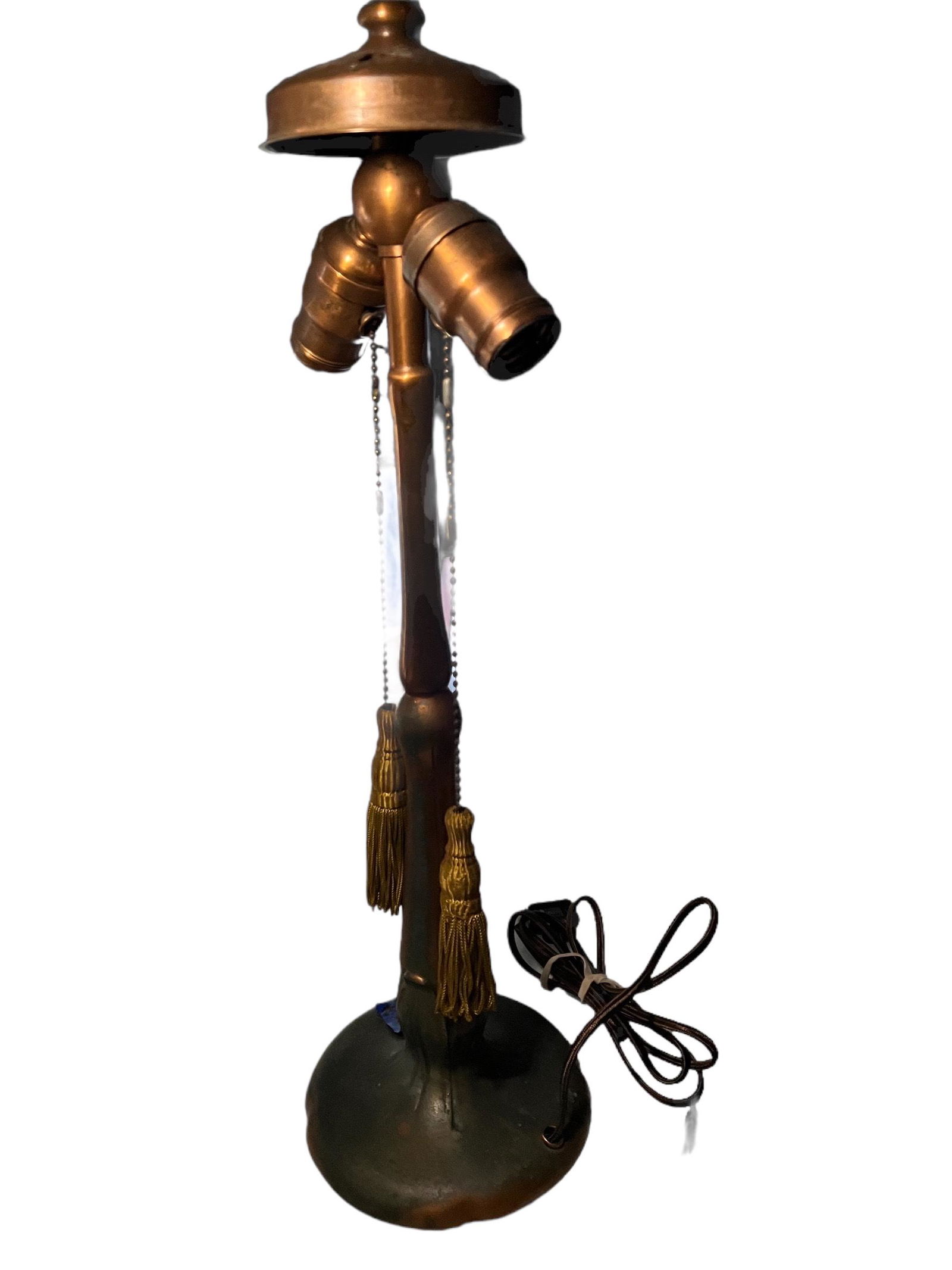 Handel Signed Table Lamp w/ Tassels Square Base (1 of 2)