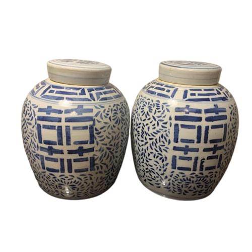 Chinese Ginger Jars (Pair) - Blue / White Porcelain (1 of 6)