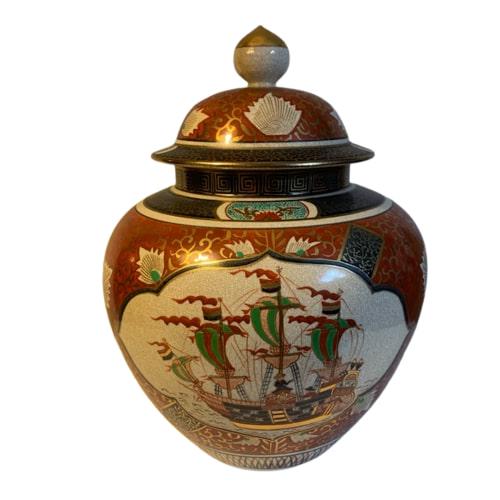 Japanese Imari Crackle Glazed Lidded Jar (1 of 4)