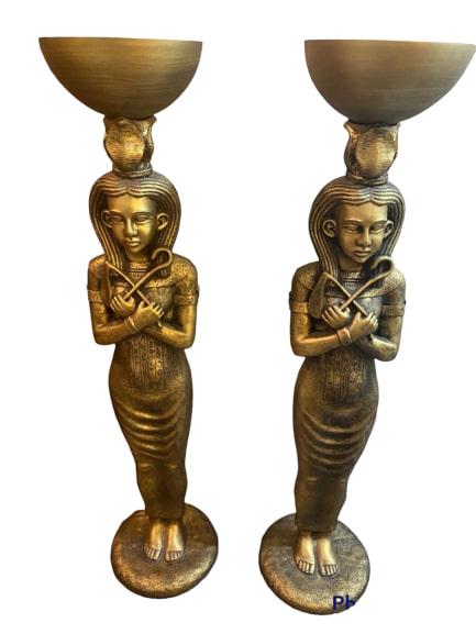 Egyptian Goddess Isis ~ Bronze (Pair) Lamps (1 of 7)