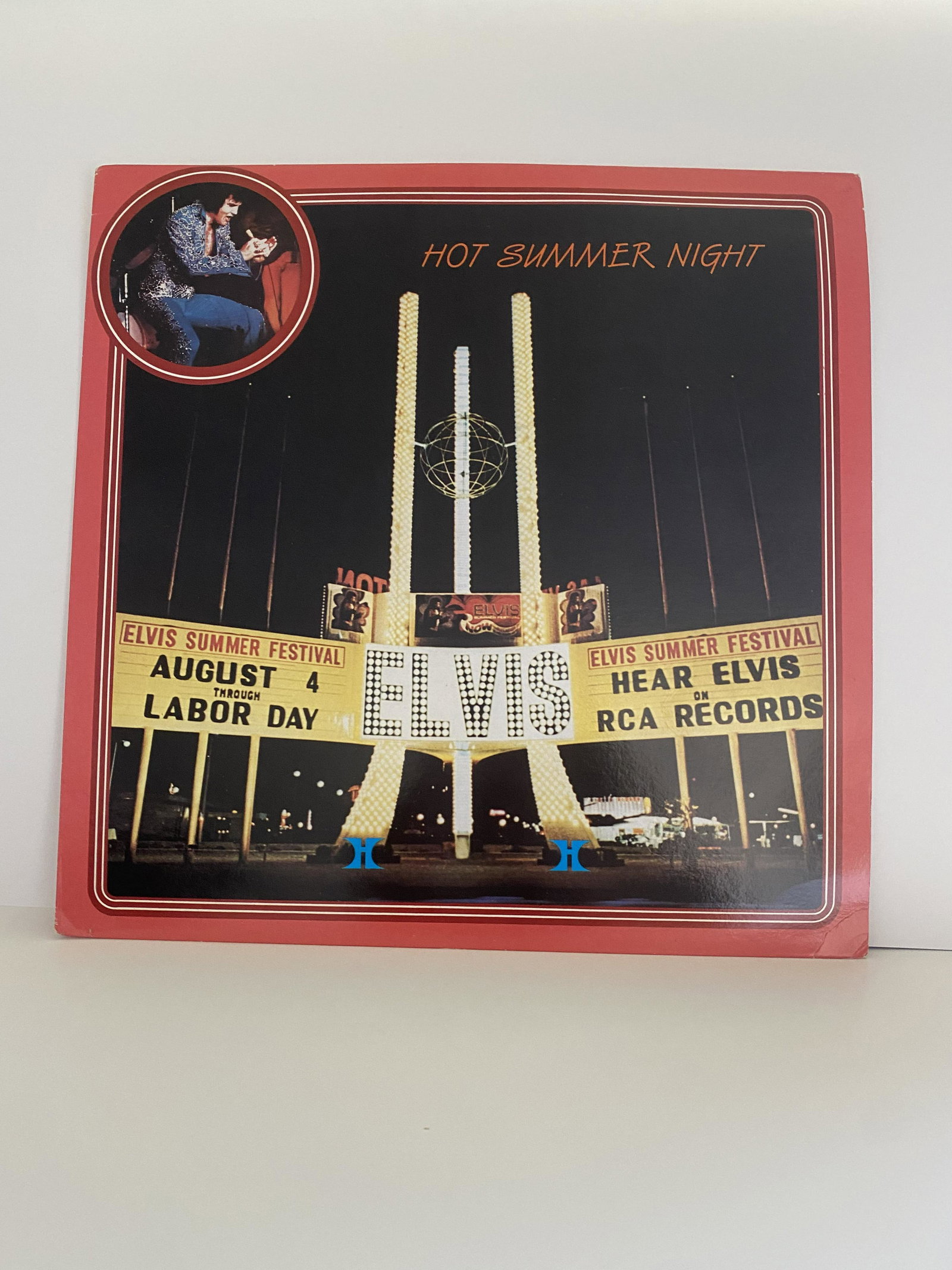 Elvis Presley "Hot Summer Night" Denmark Pressing LPs 1985: Recorded on August 16, 1972 at the Las Vegas Hilton. Unofficial release from Denmark Label, Chips Records in 1985.Tracklist :A12001 ThemeA2See See RiderA3Johnny B. GoodeA4Proud MaryA5Until It's Time F